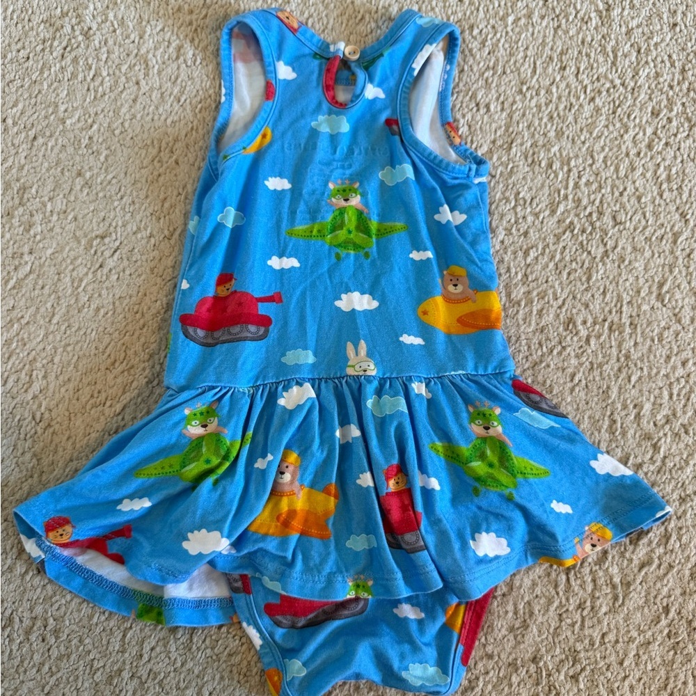 Bums & Roses Ready Jet Go Racer Back Ruffle Dress 12-18 mos - Picture 2 of 6